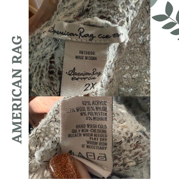 🛍️3/$40 AMERICAN RAG | Chunky Cowl Neck Long Sleeve Sweater | Size 2X | Grey - Picture 8 of 9